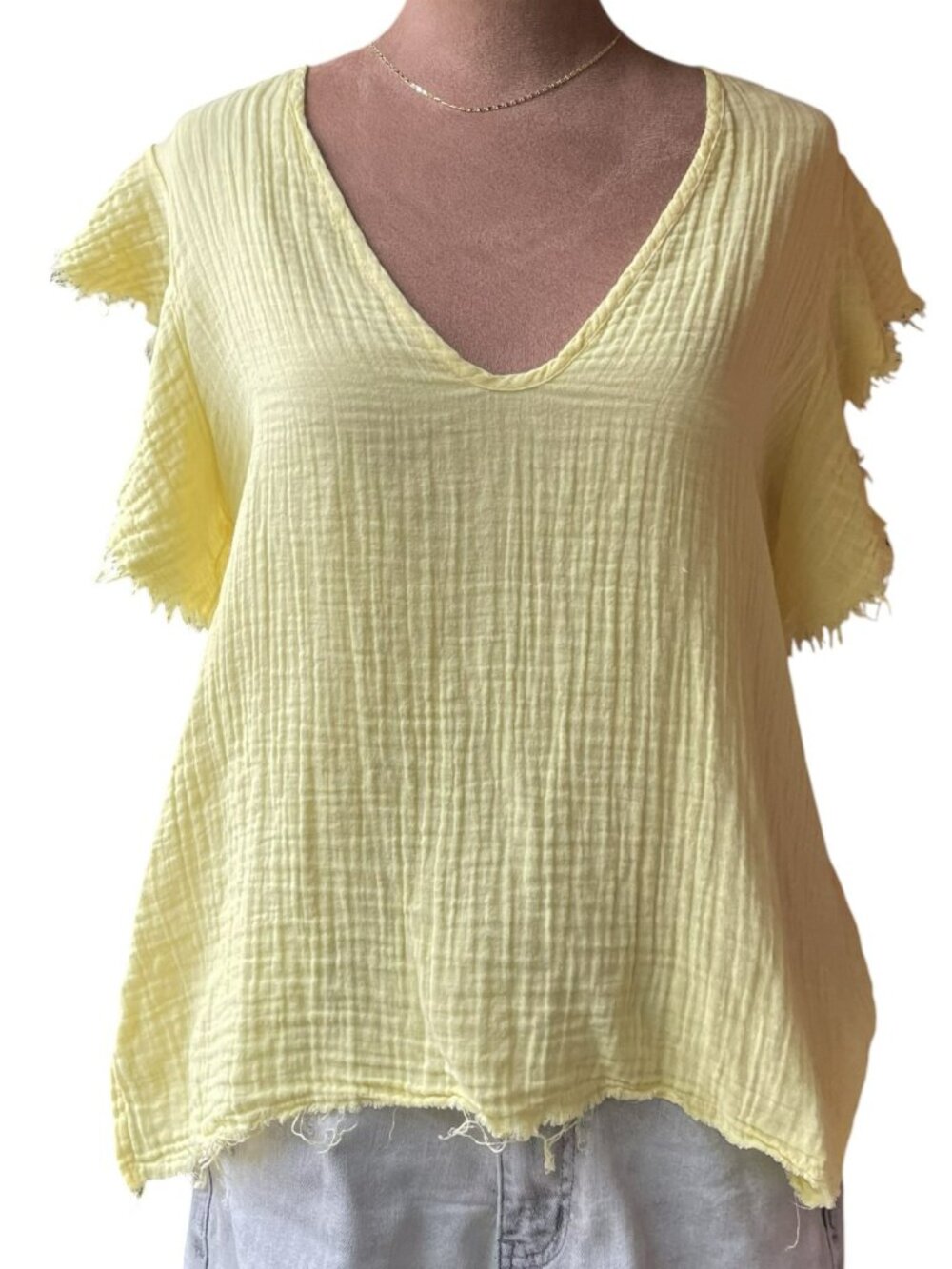 Stark Gauze Blouse – Yellow – Size Small – Lightweight Boho Top
